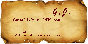 Gavallér János névjegykártya